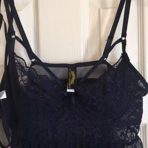 Navy lace Lingerie with thong